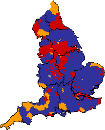 Map of results for England, 2005